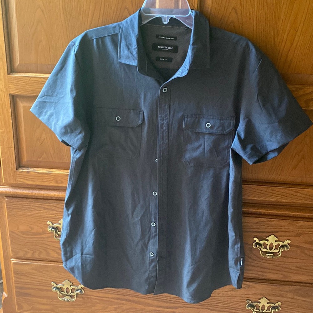 Men’s KC button down shirt, dark gray, Sz L